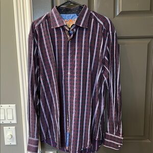 Robert graham Men's Striped Shirt - purple and Blue